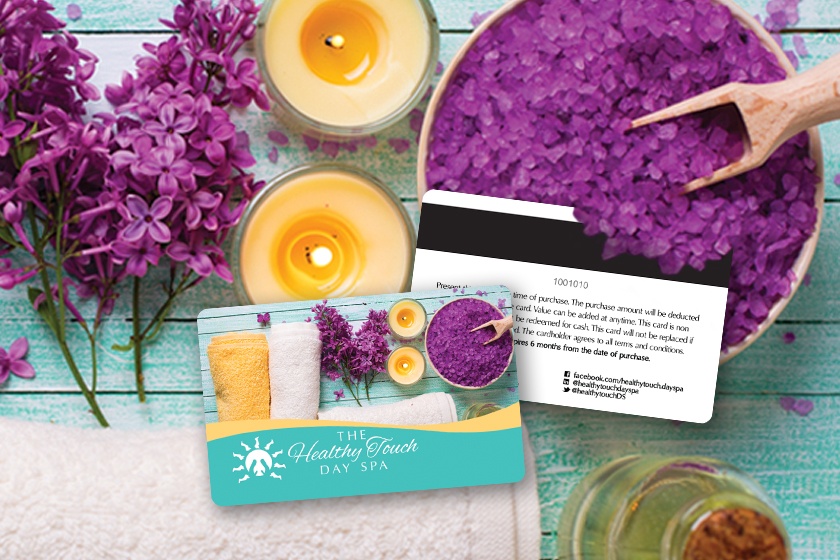 Spa gift cards with a magnetic strip