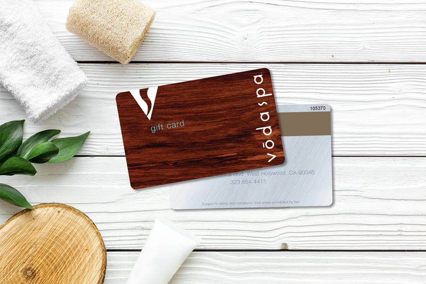 Plastic gift cards that replicate the look of wood