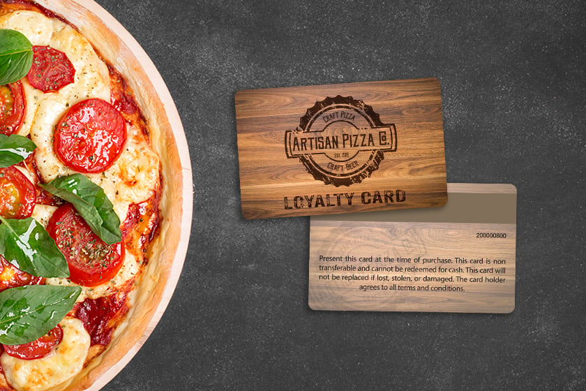 Loyalty cards for a pizza restaurant