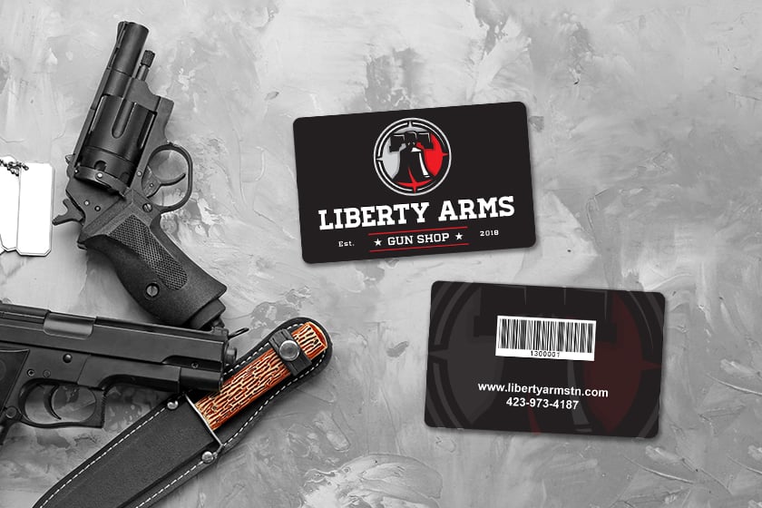 Custom Designed Gift Cards for Gun Shops