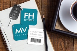 Square key tags with a custom design