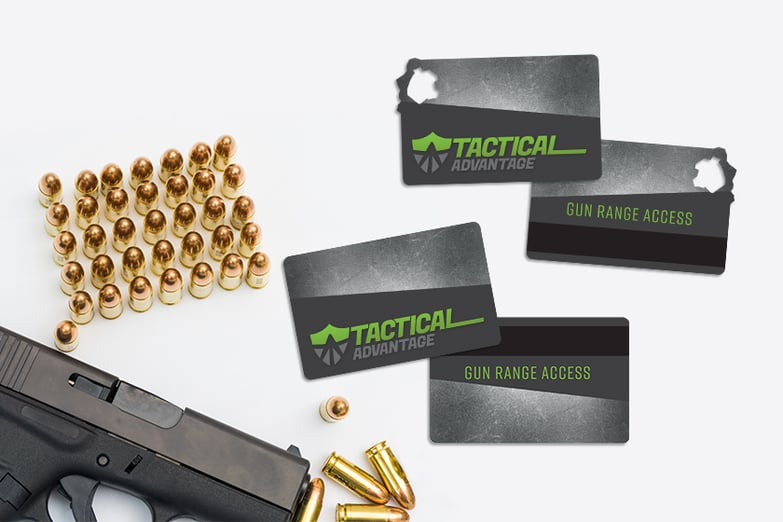 Bullet hole pop out access cards with magnetic stripe for Tactical advantage gun range