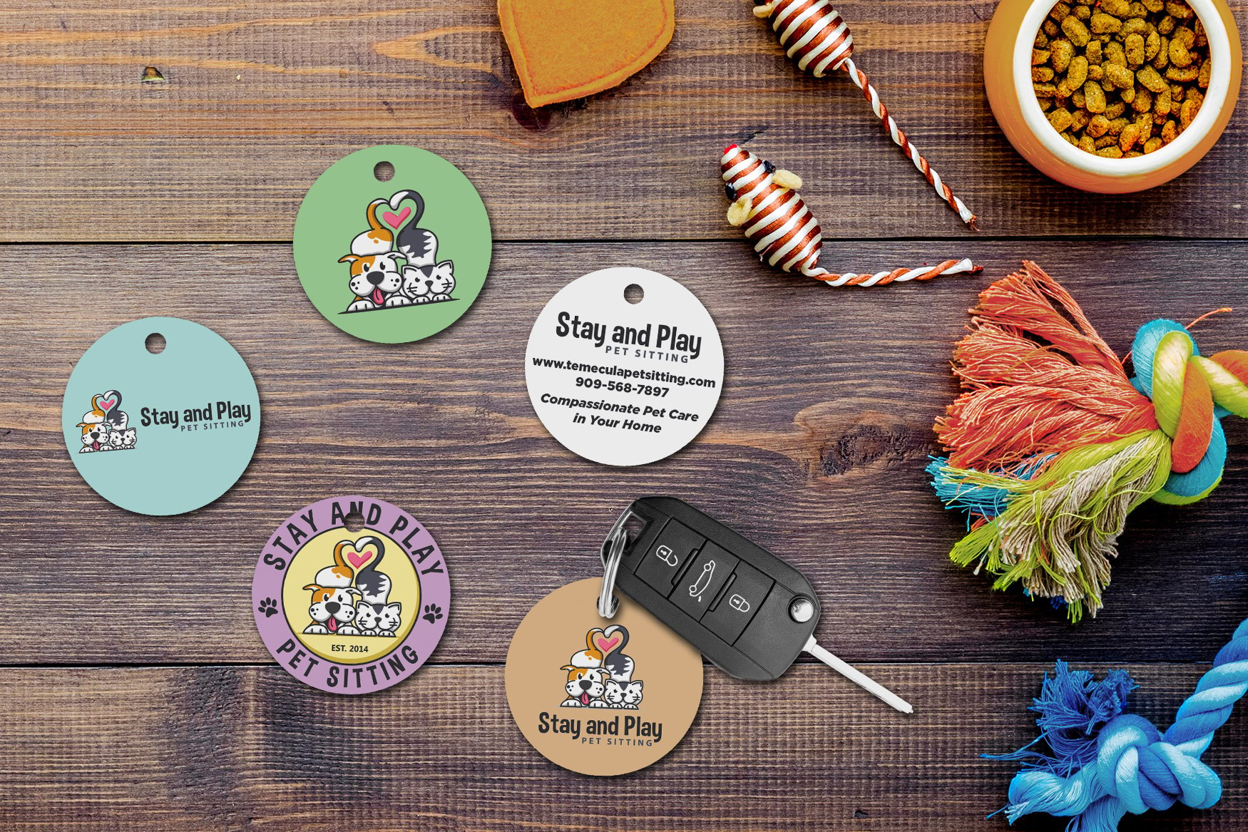 Promotional key tags for a pet sitting business