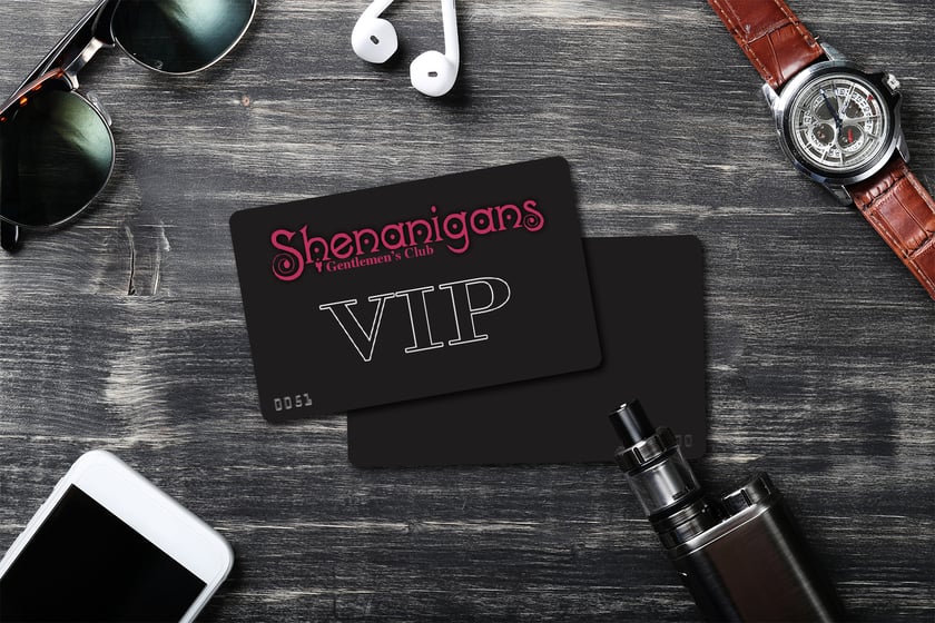 Matte Black Shenanigans Gentlemen's Club VIP Card
