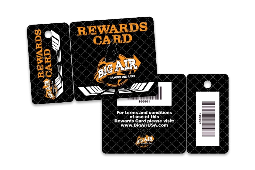 Rewards card combo card for a trampoline park