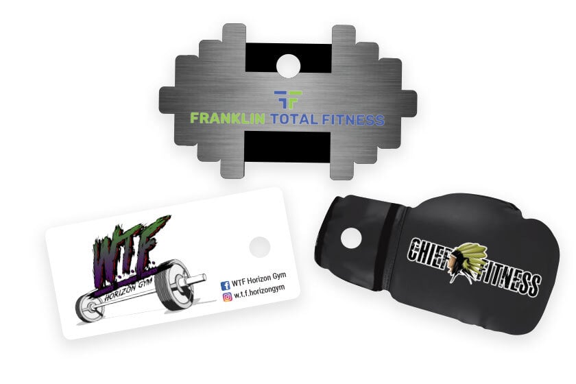 Custom Shaped Gym Membership Key Tags