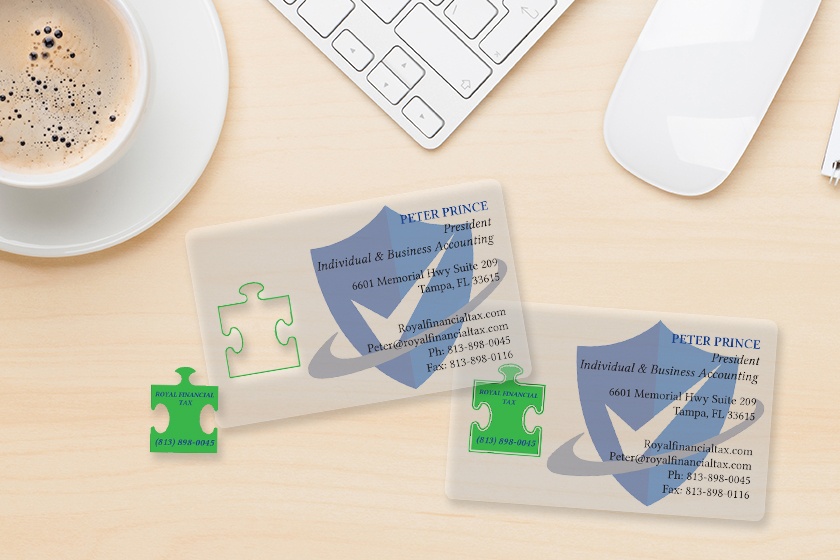 Safe and sound financial solutions die cut rectangle cards