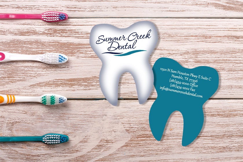 Custom shaped dental business cards