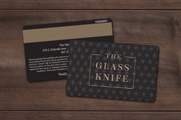 Custom Restaurant Gift Card with Gold Foil and Magnetic Stripe for The Glass Knife