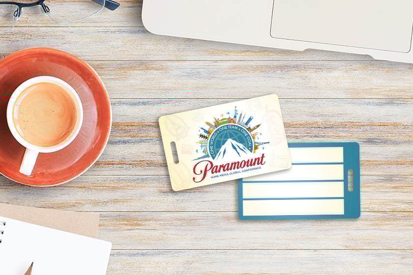 Example of Travel Trade Show Luggage Tags by Plastic Printers, Inc.