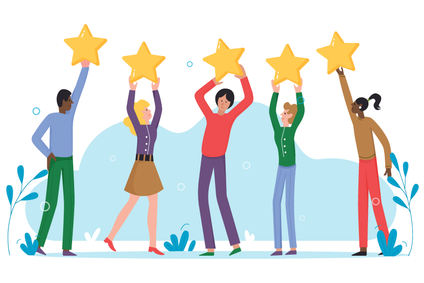 Group of People Holding up Stars