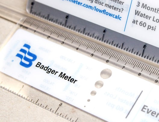 Example of Plastic Ruler Bookmark for Badger Meter