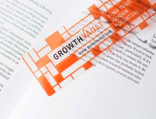 Example of Clear Plastic Bookmark for Growth Vault