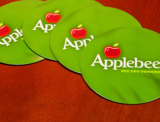 Example of Custom Plastic Coasters for Applebee's Restaurant