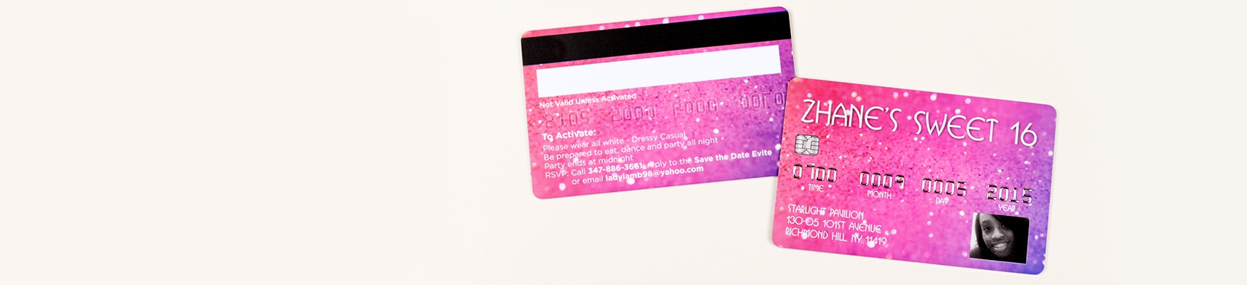 Embossed Faux Credit Card Sweet 16 Birthday Invitations