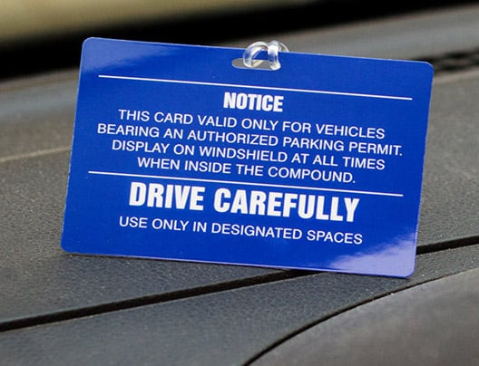 Example of Custom Parking Permits by Plastic Printers, Inc.