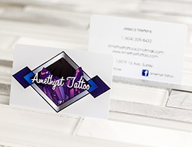 Amethyst Tattoo business card diamond design 