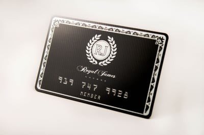 Royal James embossed business & loyalty card example.
