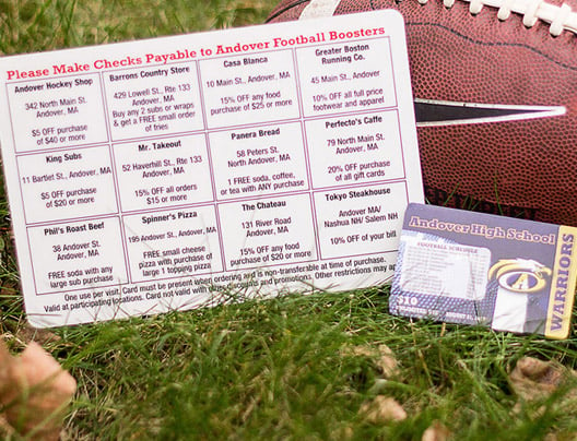 Example of school group or team fundraiser cards
