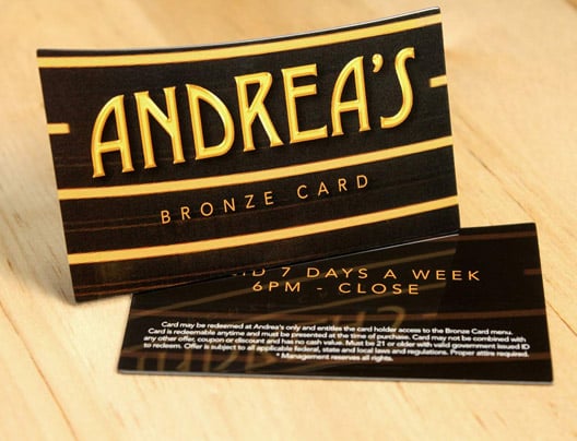 Andrea's Bronze VIP Die Cut Custom Shaped Card
