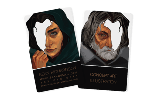 Clear Plastic Business Card with Concept Art Illustration for a Graphic Design Business Card
