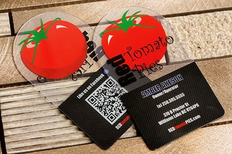 Example of Clear Business Cards for Red Tomato Pies
