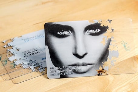 Photo on a clear transparent business card