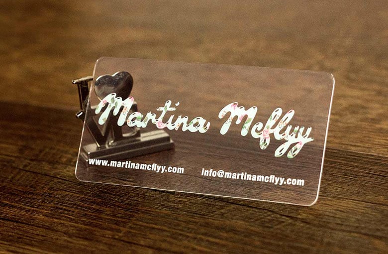 Clear business cards for Martina Mcflyy