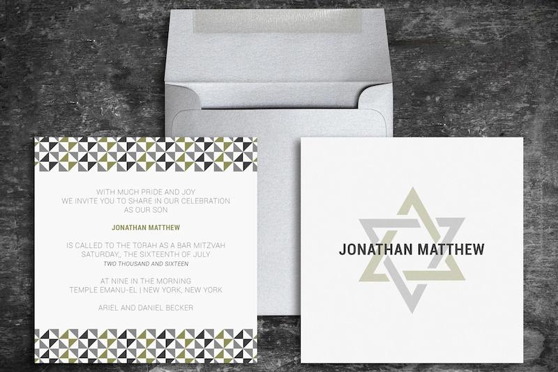 Custom Bar Mitzvah Invitation and Envelope