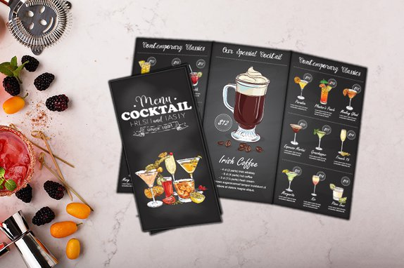 Tri fold Menu for your Cocktails