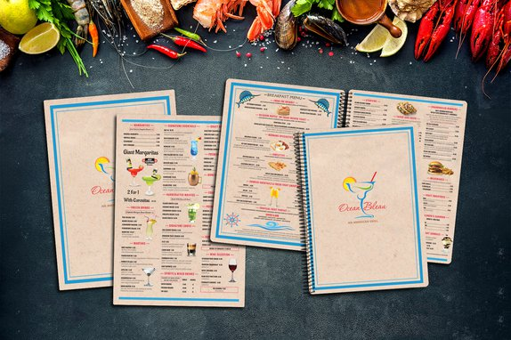 Spiral Bound Menu for Ocean Bleau