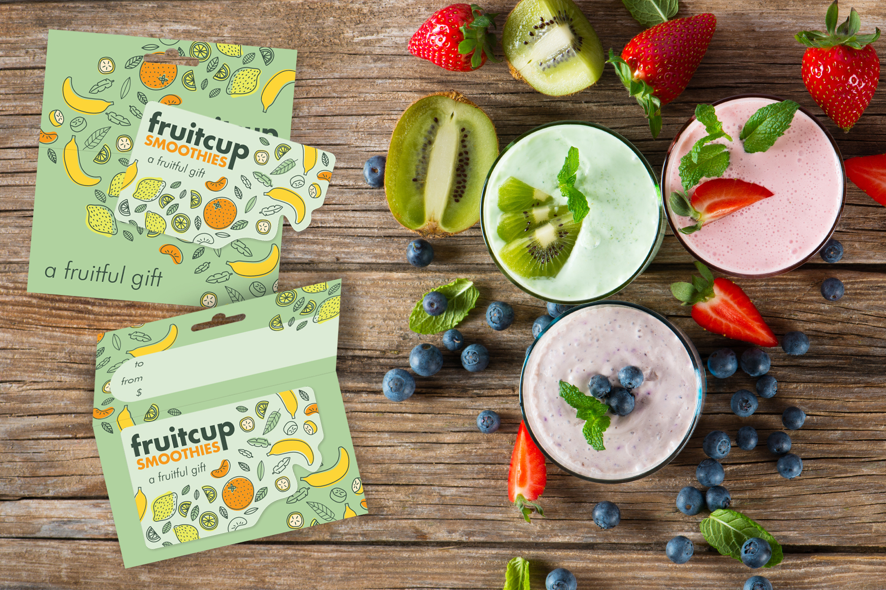 Fruitcup Gift Cards with Matching Hanging Holder Accessories