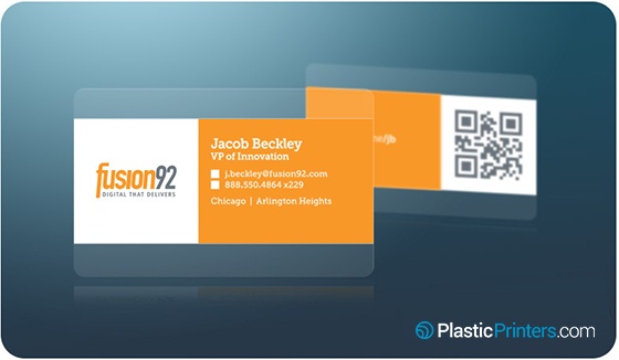 Clear and Orange Business Card for Fusion 92