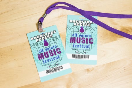 Backstage Pass for All Saints Music Festival with a Barcode