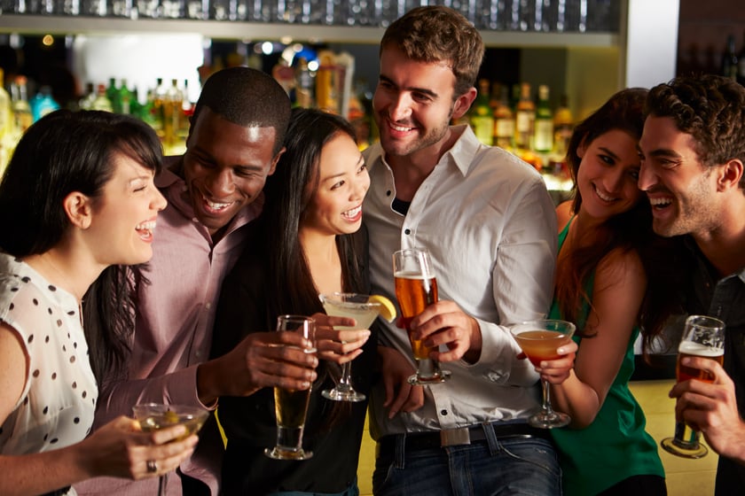 Group of friends at the bar