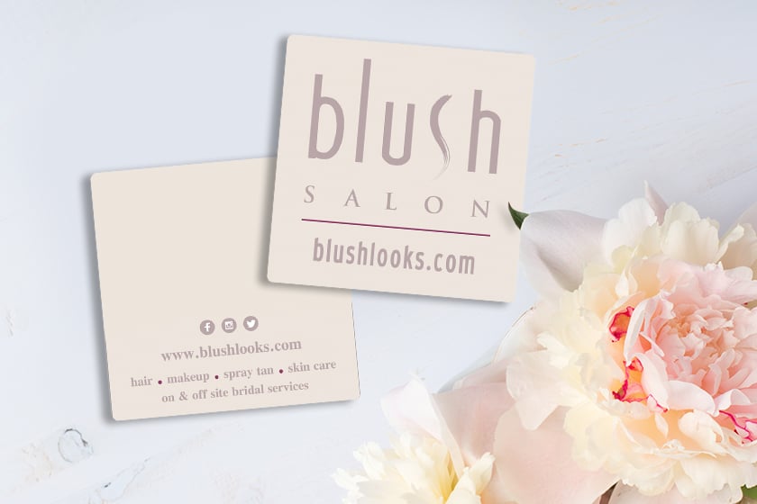 Square Salon Business Cards to market at a Wedding Convention