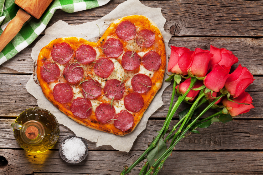 Heart shaped pizza perfect for Valentine's Day