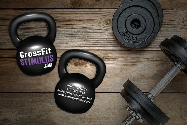 Fitness Business Cards in the Shape of a Kettle Bell