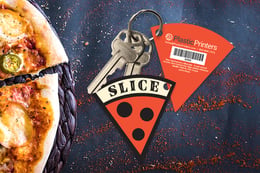 Pizza Shaped Key Tag on a Large Key Ring