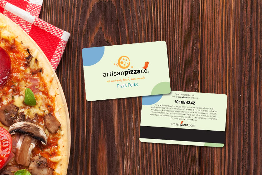 Rewards cards for pizza restaurant