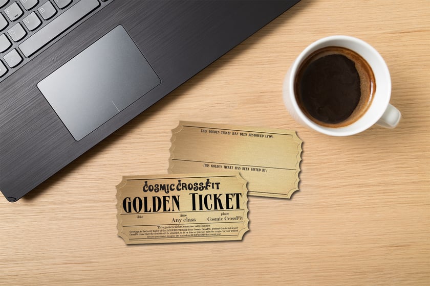 ticket shape die cut card