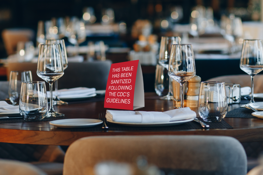 Let customers know your table has been sanitized with custom table tents