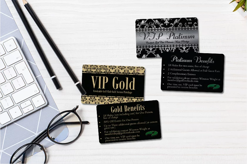 Gold and platinum VIP cards for a tiered VIP program
