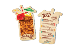 Menu in a custom shape for a restaurant and bar