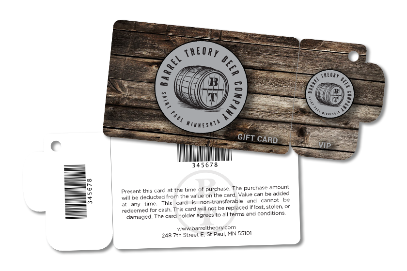 Beer Gift Card and VIP Card for Barrel Theory Beer Company 