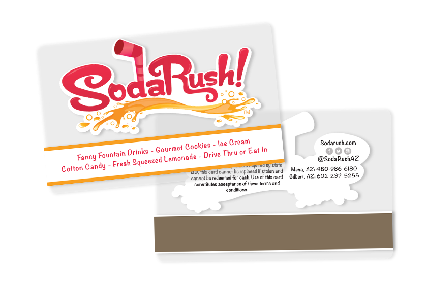 Clear Restaurant Gift Cards with Magnetic Stripe for Soda Rush