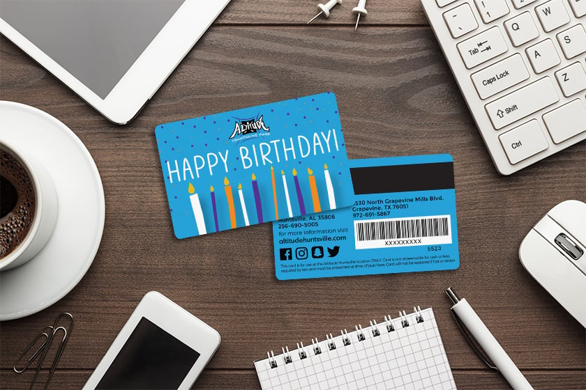 Custom gift cards with a birthday design