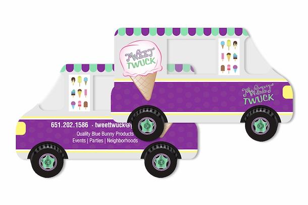 Clear Ice Cream Truck Shaped Die Cut Business Cards