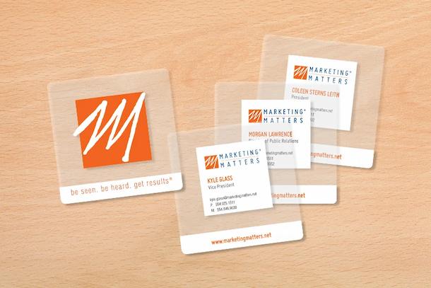 Clear Business Cards In the Shape of a Square