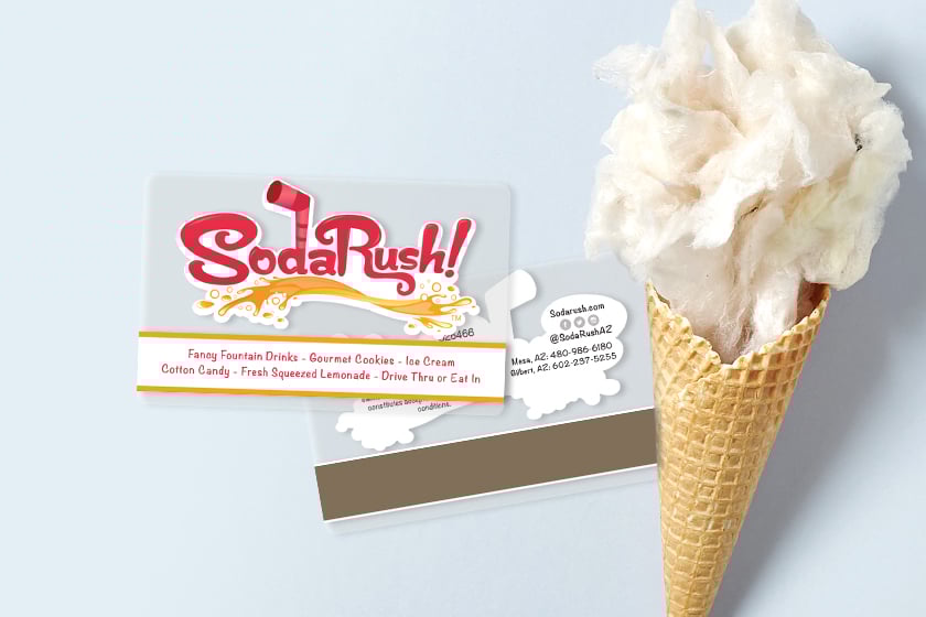 Custom gift cards with clear accents